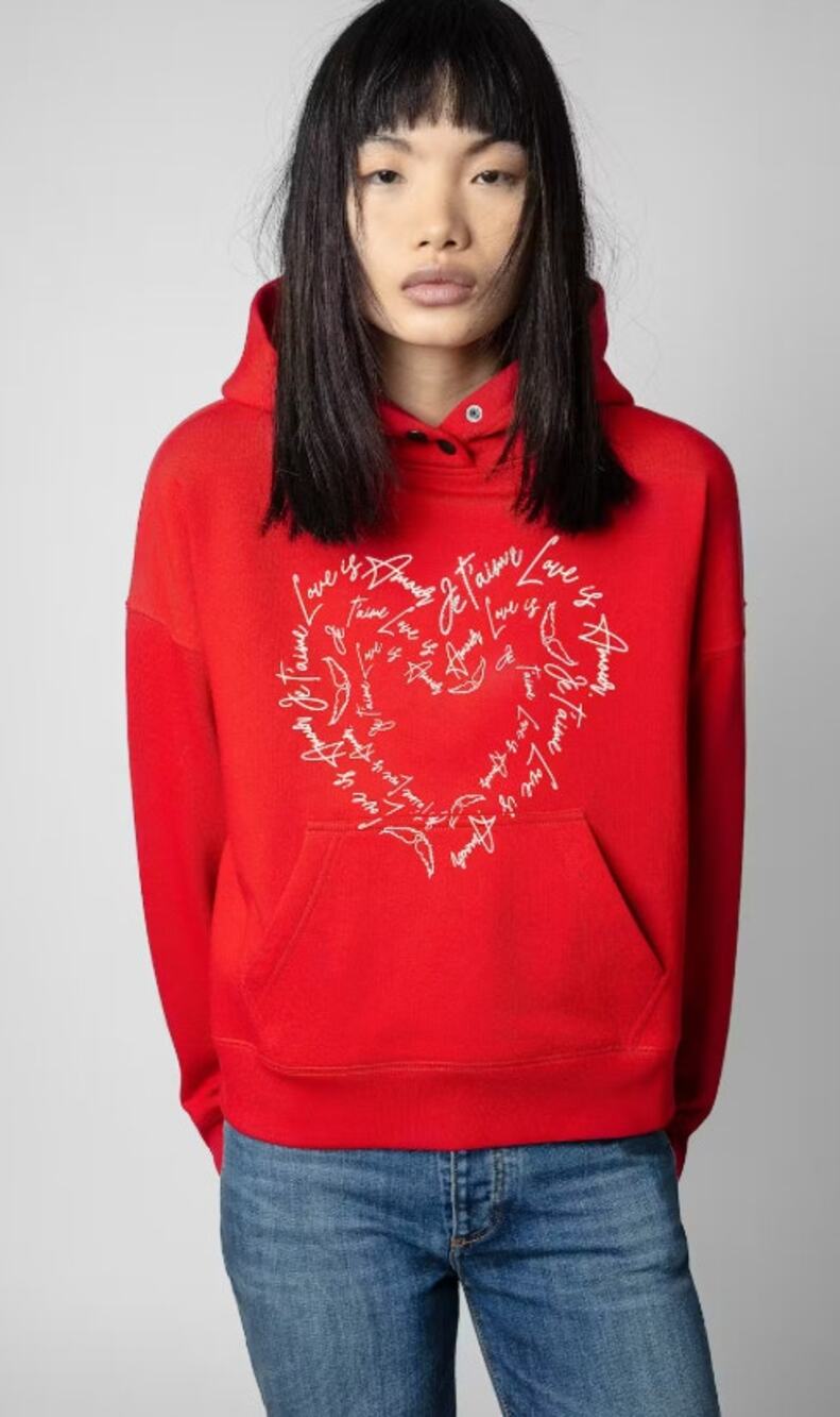 Zadig & Voltaire St. Valentine Mia Hoodie Red Pullover Sweatshirt Women's M